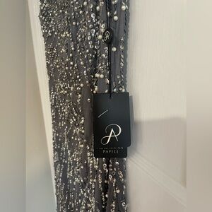 NEW Adrianna Papell Silver Gown for wedding/prom